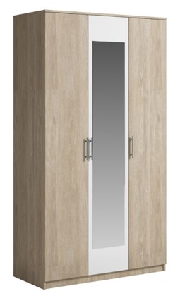 Шкаф 3 двери Светлана, с зеркалом, белый/дуб сонома в Астрахани - изображение