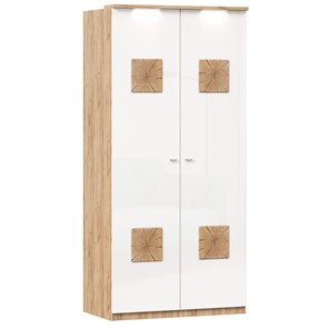 Шкаф двухстворчатый Фиджи с декоративными накладками 659.237, цвет белый в Астрахани