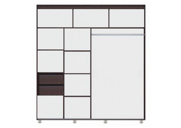 Шкаф 2-х створчатый Комфорт №12 2.0 с фигурными зеркалами, Венге в Астрахани - предосмотр 1
