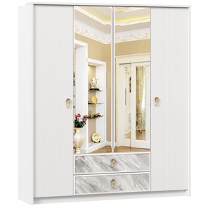 Шкаф 4х-дверный Айла с зеркалом ЛД 688.010.000, Белый, исполнение 1 в Астрахани