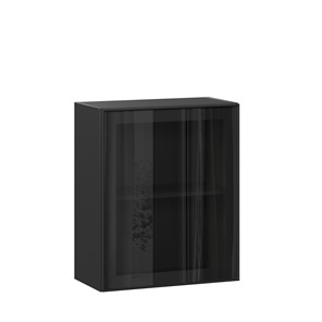 Настенный шкаф со стеклом 600 Индиго ЛД 298.350.000.063, Чёрный/Чёрный в Астрахани