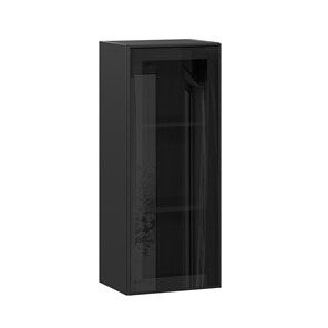 Шкаф настенный высокий со стеклом 400 Индиго ЛД 298.420.000.068, Чёрный/Чёрный в Астрахани