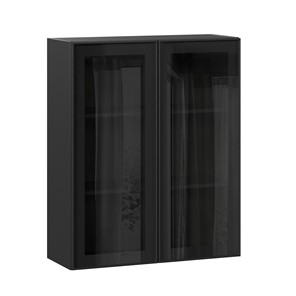 Кухонный шкаф высокий со стеклом 800 Индиго ЛД 298.460.000.156, Чёрный/Чёрный в Астрахани