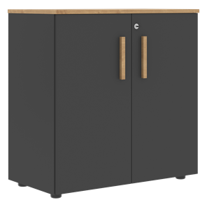 Низкий шкаф широкий с малыми дверцами FORTA Графит-Дуб Гамильтон  FLC 80.1(Z) (798х404х801) в Астрахани