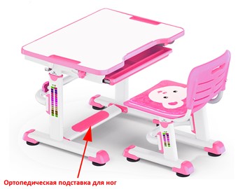 Растущая парта + стул Mealux BD-08 Teddy, pink, розовая в Астрахани