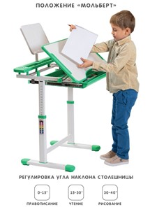 Растущая парта и растущий стул SET HOLTO-17А, зеленый в Астрахани - предосмотр 2